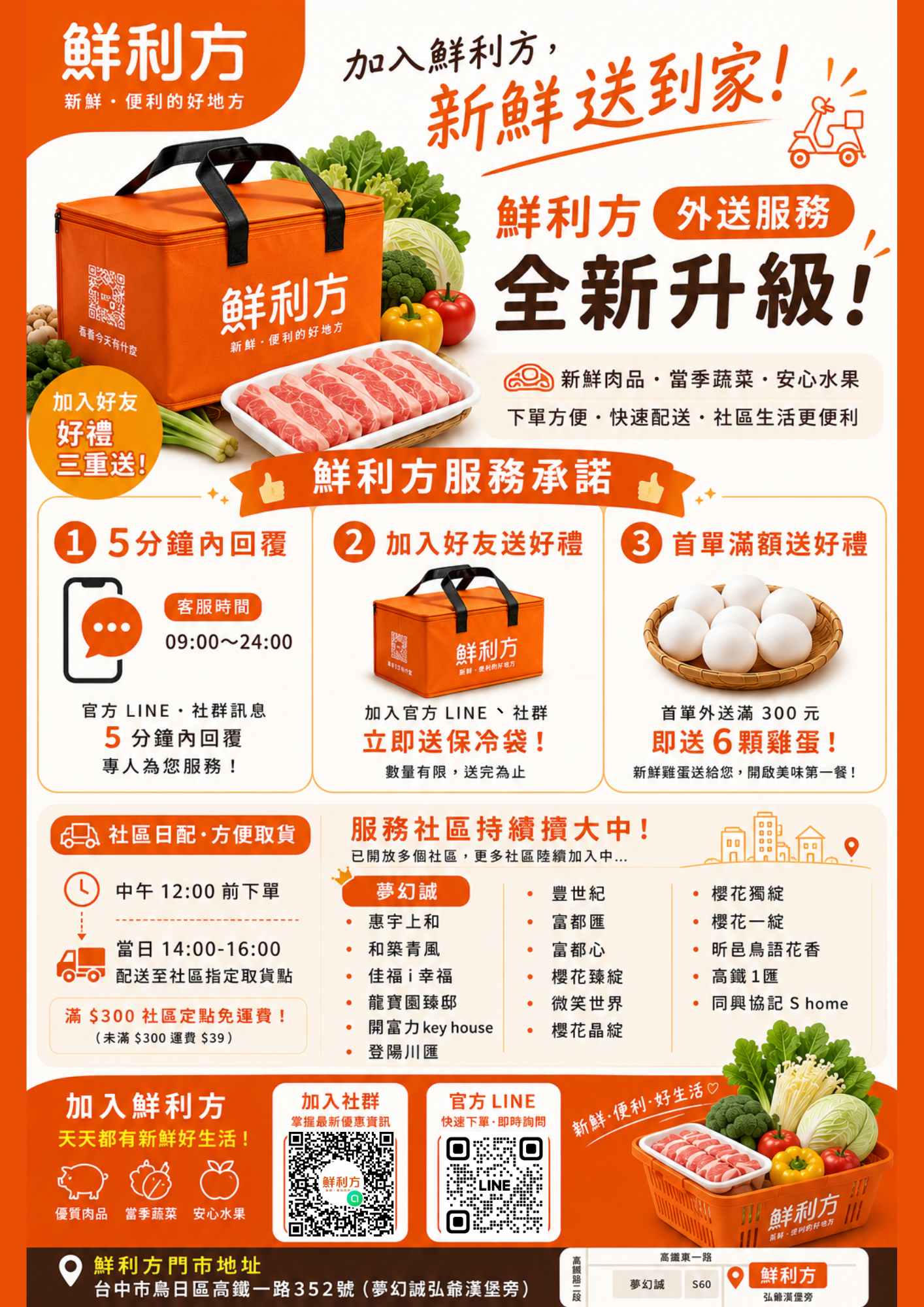 鮮利方外送服務升級與加入好友好禮活動說明