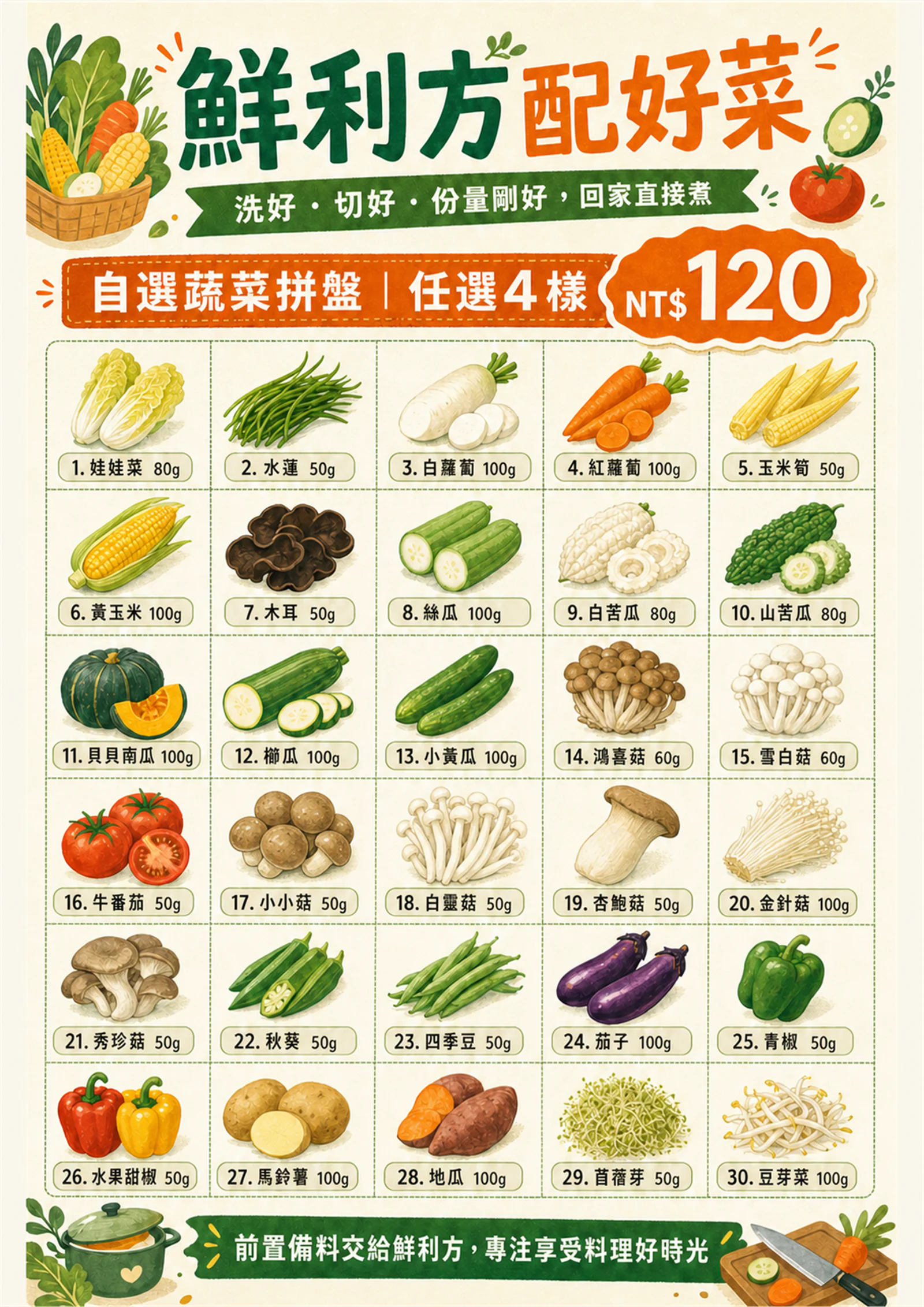 鮮利方配好菜自選蔬菜拼盤正面海報